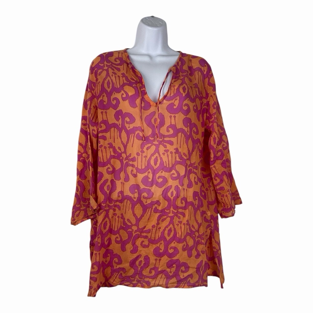 Womens Tropical Boho Tunic Resort Wear Artsy, Coastal Chic, Cruise Wear Vacation